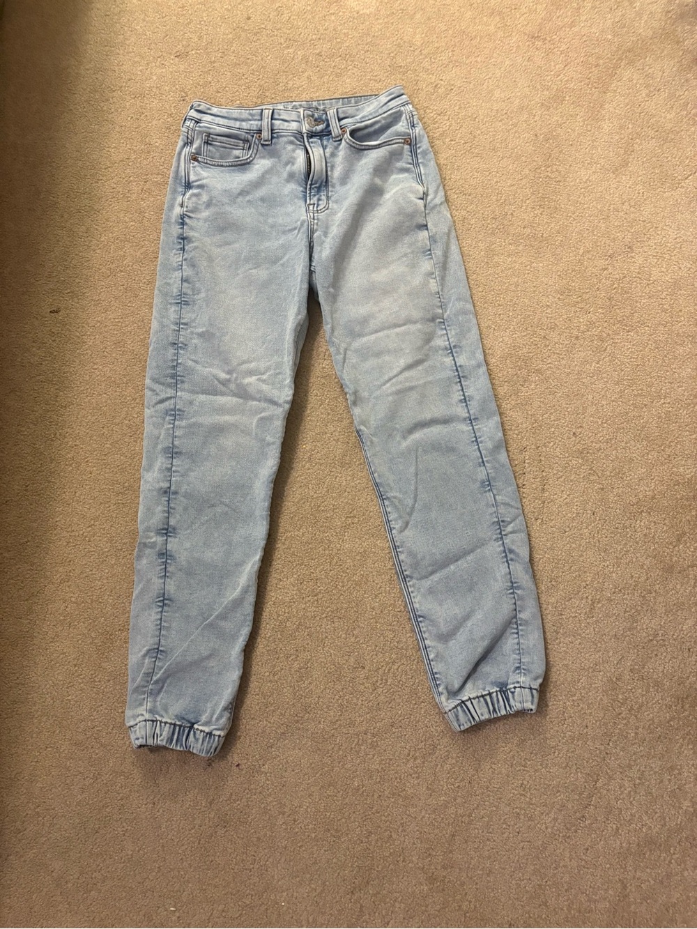 American Eagle Outfitters Light Blue Boyfriend Jeans with Elastic Cuffs